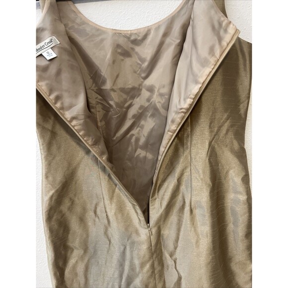 Coldwater Creek Sheath Dress 12 Taffeta Knee Length Sleeveless Zip Lined Gold - Picture 9 of 14